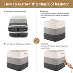 OIAHOMY 13 Kallax Inch Cube Storage Bins, 3-Pack Cotton Rope Woven Baskets for Organizing, Kallax Insert Storage Baskets for Shelves, Baby Nursery, Closet Organizer, 13*13*12.6IN, Gradient Gray