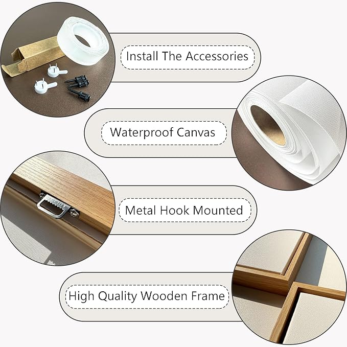 HGUAOA Vintage Framed Floral Landscape Wall Art for Living Room - Large Nature Artwork Above Bed Wall Decor - Farmhouse Mountain Pictures for Bedroom Wall Decor 20×40IN