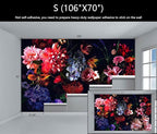 WFBHUA-Dark Floral Wallpaper Watercolor Pink and Blue Flower Wall Mural for Bedroom (Not Peel and Stick)