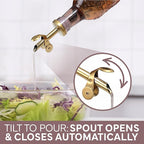 COOK WITH COLOR Glass Olive Oil Bottle Dispenser - 2 Pack- 17oz Oil and Vinegar Cruet - Olive Oil Carafe Decanter for Kitchen