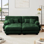 Modular Sectional Sofa, Comfy Cloud Couch Oversized Loveseat, Sectional Couches for Living Room, Modern Chenille Couch for Bedroom, Sleeper Deep Seat Sofa with Throw Pillows, Green