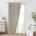 Vision Home Sand Pinch Pleated Full Blackout Curtains Linen Blended Room Darkening Window Curtains 95 inch for Living Room Bedroom Thermal Insulated Pinch Pleat Drapes with Hooks 1 Panel 60" Wx95 L