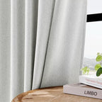 Joydeco Light Filtering Curtains 108 Inch Length for Bedroom, Faux Linen Curtains 108 Inches Long for Living Room, Pinch Pleat Curtains for Living Room 108 Inch Length(52x108 inch, Greyish White)