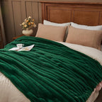 NEWCOSPLAY Faux Fur Twin Blanket Dark Green 3D Ribbed Plush Thick Warm Blanket for Couch Sofa Bed 850GSM (Dark Green Ribbed, Twin(60"x80"))