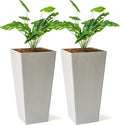 XBrand Modern 28-Inch Square Planter, Modern Tapered Planter Perfect for Indoor & Outdoor, Patio Décor, Set of 2