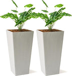 XBrand Modern 28-Inch Square Planter, Modern Tapered Planter Perfect for Indoor & Outdoor, Patio Décor, Set of 2