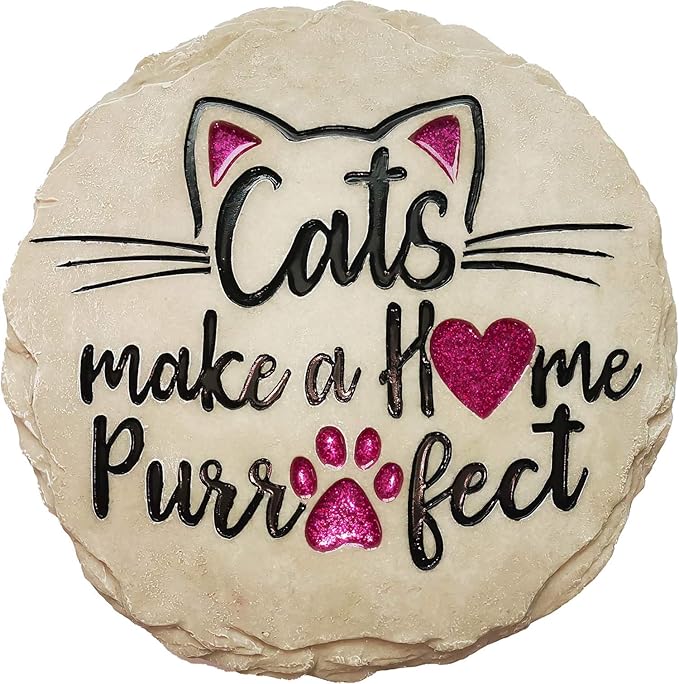 Spoontiques - Garden Décor - Cats Make a Home Purrfect Stepping Stone - Decorative Stone for Garden