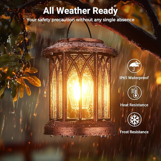 WdtPro Solar Lanterns Outdoor Hanging 6 Pack, Upgraded Bright Lantern Lights Outdoor Waterproof, Solar Powered Lantern Over 12Hrs Solar Lights for Outside Garden Yard Patio Decor (Copper)