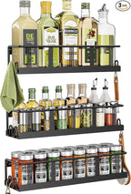 Spice Rack Wall Mounted 3 Pack, Space-Saving Spice Organizer for Spice Jars and Seasonings,Screw or Adhesive Hanging Spice Rack Organizer for Your Kitchen Cabinet,or Pantry Door