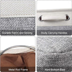Kntiwiwo Foldable Storage Bin Collapsible Basket 12" x 10" x 9.5" Cube Storage Organizer Bins with Dual Carry Handles for Home Closet Shelves Drawers Organizer, Set of 3, Grey