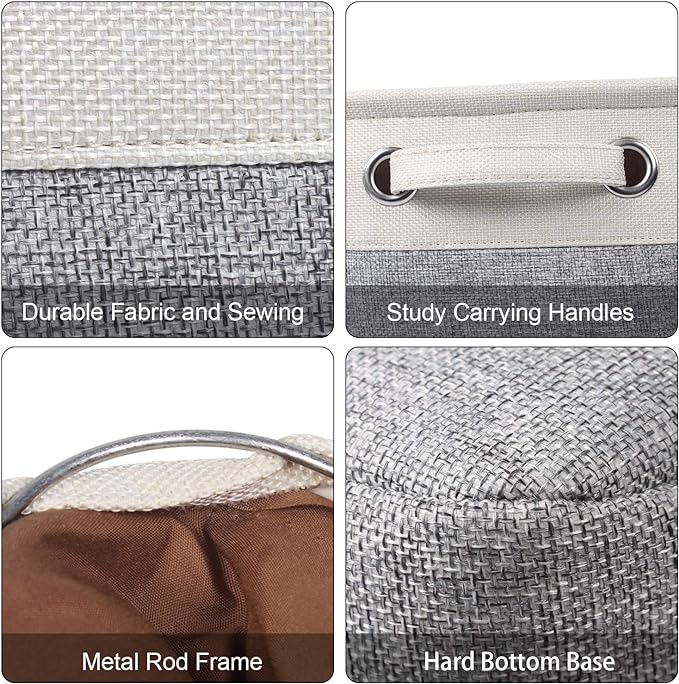 Kntiwiwo Foldable Storage Bin Collapsible Basket 12" x 10" x 9.5" Cube Storage Organizer Bins with Dual Carry Handles for Home Closet Shelves Drawers Organizer, Set of 3, Grey