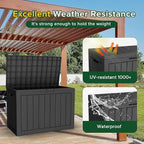46 Gallon Outdoor Deck Box,Storage Lockable Waterproof Patio Furniture,Garden Tools,Cushions,Pool Accessories Outside Storage Resin Box(Black)