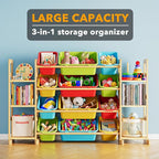 SpaceAid Toy Storage Organizer with 6 Shelves and 12 Bins, Toy Organizers Storage Bookshelf, Kids Bin Shelf Toys Box Bookcase for Bedroom Playroom Organization Room Decor, Multi-Colored