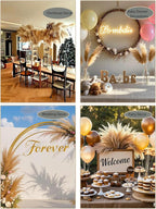 126pcs Dried Pampas Grass Decorations, Dried Flowers, Dried Bouquet in Vase, Reed Grass Bouquet for Boho Floral Wedding, Rustic Farmhouse Decor. (Vase Not Included)