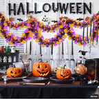 50 Ft Halloween Tinsel Garlands,Funny Pumpkin Purple Bats Shiny Metallic Twist Foil Tinsel Garland Hanging Holiday Decorations for Home Indoor Outdoor Festivities Party Decor
