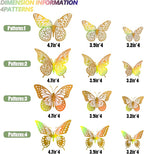 SAOROPEB 3D Butterfly Wall Decor - 48 Pcs, 4 Styles, 3 Sizes - Removable Gold Decorations for Birthday & Party Celebrations