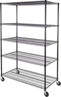 Seville Classics UltraDurable Heavy Duty NSF Solid Steel Wire Rack Storage Unit, Organizer for Garage, Warehouse, Office, Restaurant, Classroom, Kitchen, Black, 5-Tier Shelving, 48" W x 24" D