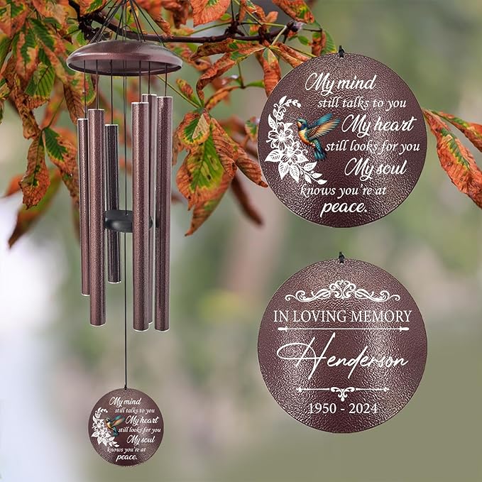 ASTARIN 36" Large Deep Tone Personalized Sympathy Wind Chimes, Memorial Wind Chime for Loss of Mother Father Loved One, Bereavement Gifts Decor Outdoor Patio Garden Graveyard