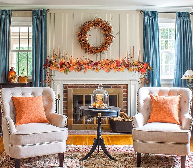 Lvydec 6 Pack Fall Maple Garland - 5.9ft/Strand Artificial Fall Foliage Garland Realistic Maple Leaves Autumn Decor for Home Wedding Halloween Thanksgiving Party