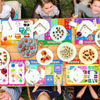Educational Preschool Placemats for Kids Set of 6 Reusable Plastic Toddler Placemat Non Slip Washable Children Montessori Eat Table Mat for Nursery Homeschool Kindergarten Classroom Dining Table