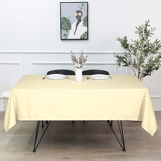 sancua Square Tablecloth - 60 x 60 Inch - Water Resistant Spill Proof Washable Polyester Table Cloth, Decorative Fabric Table Cover for Dining Tables, Buffet Parties and Camping, Beige