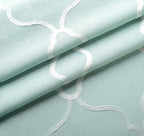 MIUCO Moroccan Embroidery Semi Sheer Curtains Faux Linen Grommet Panels for Living Room 52 x 84 Inch 2 Panels Set, Subtle Green