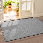 LEKEEPGO Door Mat 36"x59", Non Slip Door Mat Indoor Entrance, Rubber Backing Front Indoor Door mat Washable Absorbent Low-Profile Entryway Entry Resist Dirt Inside Door Mats, Light Grey