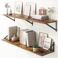 Floating Shelves 48 Inch Long, 10" Deep Floating Shelves, Wall Shelves 48 x 10, Set of 2, Wide Large Display Storage Shelves for Bathroom, Living Room, Rustic Wood Shelves with Brackets, Rustic Brown