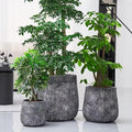 Craft flowerpots 18"+13"+19" Dia Round Concrete Planter Set of 3 Large Outdoor/Indoor Planter Pots Containers with Drainage Holes and Rubber Plug for Home Garden (Dark Gray, Large)