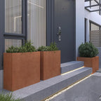 Galvanized Steel Metallic Heavy Planter for Outdoor Plants Metal Outdoor Planter Spliced Flower Box with Partitions for Outside,Indoor,Garden (Corten, 24 * 10 * 24)
