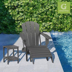 GREENVINES Adirondack-Ottoman | Set of 2 | HDPE Plastic | Outdoor Footrest | All Weather | Foot Rest | Foot Stool | Grey | for Adirondack Chair | for Patio Backyard Pool