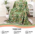 Boho Throw Blanket for Bed, 100% Cotton Ultra Soft Rustic Quilt King Blanket Florals and Animals Printed Farmhouse Decor Large Bed Blankets,90"×98" All Season Rustic Throw for Sofa Couch Chair