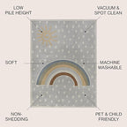 JONATHAN Y Machine-Washable Gray/Ivory/Yellow Indoor Area Rug, 8x10, Minha Rainbow Dots, Kids & Novelty, Casual, Classic, Bedroom, Kitchen, Living Room, Easy-Cleaning, Non-Shedding (KDW102A-8)