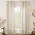 LAMIT Linen Blend Curtains 84 inches Long for Living Room/Bedroom, Soft Linen Textured Light Filtering Semi Sheer Panels with Bronze Grommet, 2 Panels Set, 34 x 84 Inch, Linen