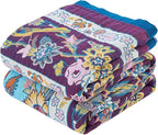 Fall Blanket for Bed, 100% Cotton Soft Rustic Boho Throw Blanket Quilt, 90"x98" Farmhouse Decor Bed Flower Blankets, Light Weight Reversible Bohemian Throw Quilt