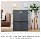 Large 17" 36 Quart Collapsible Stackable Storage Bins with Lids, 5 Packs Dark Gray Foldable Fabric Closet Storage Boxes with Lids Heavy-duty Linen Cube Baskets(17 x 12 x 11)