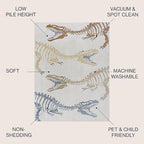 JONATHAN Y Machine-Washable Cream/Multi Indoor Area Rug, 4x6, Kingdarr T-Rex Modern, Casual, Kids & Novelty for Living Room, Dining Room, Bedroom, Kitchen Easy-Cleaning, Non-Shedding (KDW103A-4)