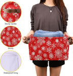 Christmas White Snowflakes on Red Storage Basket Cube Storage Bins Organizer Bag Collapsible Closet Shelf Baskets with handle for Baby Cloth Pet Toy Book 14.2×10.2×8.3 IN