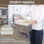 BALEINE 4 Pack Fabric Storage Bins for Shelves, Linen Storage Baskets for Organizing, Decorative Closet Bins for Clothes, Home (Brown, 12"x8"x8")