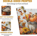 Fall Placemats 12x18 Inch Set of 4 Pumpkin Maple Leaves Sunflower Bird Linen Place Mat Burnt Orange Autumn Thanksgiving Harvest Table Mats for Party Kitchen Dining Decoration