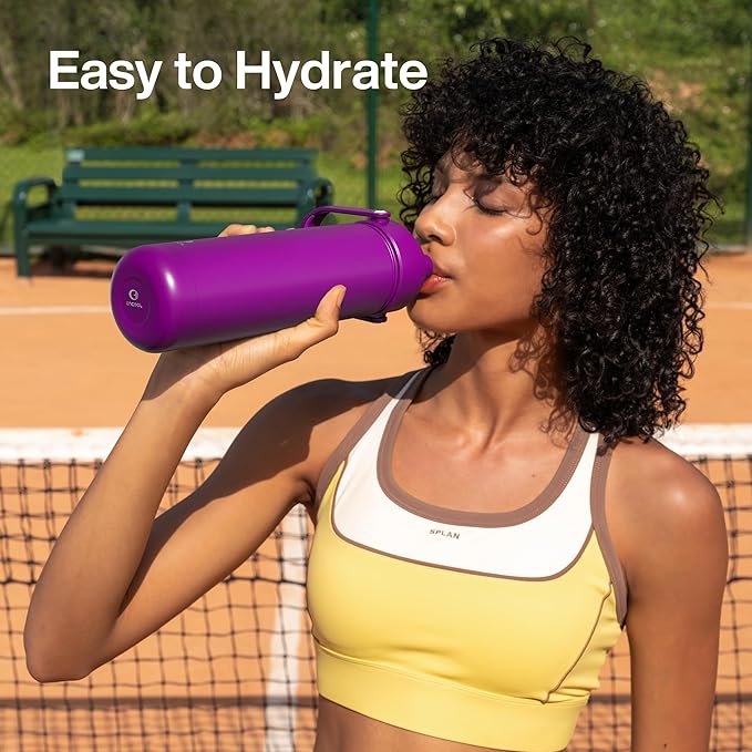 Insulated Water Bottle with Straw Stainless Steel Water Bottle, Leak-Proof, BPA-Free, Double Wall Vacuum Keeps Cold for 24 Hours for Sports, Travel, School (32 oz, Bright Magenta)
