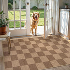 Lahome Checkered Easy Jute Entryway Rug, Washable Rugs 3x5 for Living Room Farmhouse Carpet, Non Slip Indoor Outdoor Door Mat Checkerboard Throw Carpet for Entry Patio Guestroom Deck