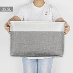 Storage Bins Large Fabric Storage Baskets for Shelves 3 Pack, Decorative Linen Closet Baskets with Handles for Organizing, Shelf, Clothes, Home, Office, 15x11x9.5Inches (Grey&White)