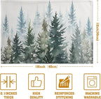 Watercolor Dark Green Tree Table Mats Set of 4 Rustic Nature Forest Pine Tree Placemats Seasonal Winter Holiday Place Mat Farmhouse Washable Linen Placemat for Dining Table Kitchen Christmas Decor