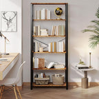 IRONCK Bookshelf, 31.5in Wide Shelf 6 Tier Bookcase, 110lbs/shelf Vintage Industrial Style Bookshelves for Bedroom, Living Room and Home Office, Vintage Brown