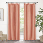 Macochico 52”Wx96”L 100% Blackout Curtains for Bedroom Living Room Nursery Orange Pinch Pleated Linen Curtains Farmhouse Burlap Drapes Thermal Window Panels with Hooks and Tieback 1 Panel