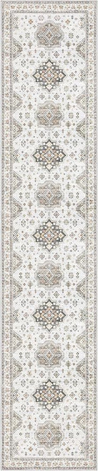 Washable 2.6x12 Runner Rug - Area Rugs Neutral Vintage Distressed Floral Farmhouse Boho Large Soft Floor Rug Indoor Carpet for Hallway Entryway Kitchen Home - Blue Brown
