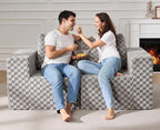 Modular Sectional Sofa 2 Seater Loveseat Modular Couch with Deep Seat Memory Foam Cloud Chair with Pillows Oversized Sectional Sofa for Living Room Bedroom (Plush Grey, Loveseat)