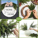 Artgar 50 Pcs Pine Branches - 18 Inch Artificial Green Pine Stem - Real Touch Pines Branches - Christmas Greenery Pines Branches for DIY Flower Arrangement Home Indoor Christmas Decor
