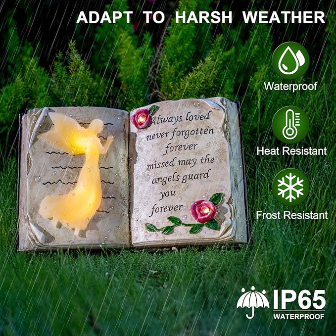 Outdoor Solar Angel Garden Stakes Lights, Waterproof Memorial Grave Decorations Gifts for Cemetery Outdoors Lawn Yard Home Patio Decor
